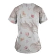 thumbnail image 5 of LSLJS Blouse de Travail à Manches Courtes pour Femmes, Imprimé Œuf de Pâques et Lapin, Col en V, avec Poches, 5 of 5