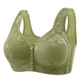 thumbnail image 2 of CFLVAEK Plus Size Bras for Senior Women Comfy Front Closure Wireless Bra Comfort Full Coverage Everyday Bras Push Up Sleep Bras for Large Breast Green XXL, 2 of 3