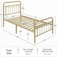 thumbnail image 2 of Yaheetech Metal Platform Bed Frame with Headboard and Footboard, Twin Size, Antique Gold, 2 of 7