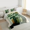 thumbnail image 3 of Homewish Tropical Monstera Leaf Bedding Comforter Set,Modern Geometric Striped Twin Comforter Sets,Green Beige Bedding Set For Adults,Super Cozy Room Decor Reversible,2 Pieces, 3 of 8