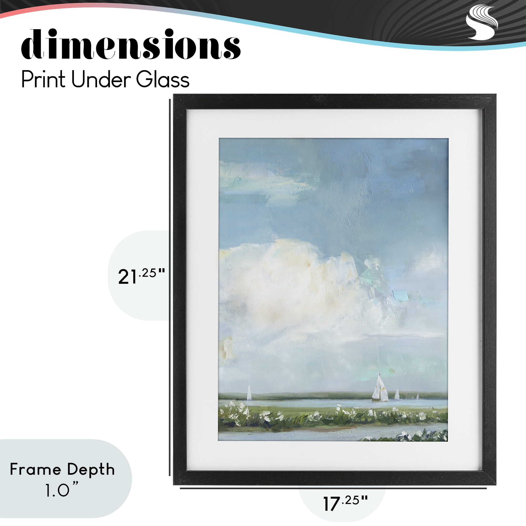 Stupell Industries Seaside Sailing Along Meadow Black Framed Print Under Glass, design by Sally Swatland