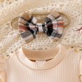 thumbnail image 5 of Xyant Baby Girl Fall Winter Clothes Long Sleeve Romper Dress + Socks + Headband Newborn Infant Outfits Set Cute Casual Baby Girl Outfits (Khaki,12-18 Months), 5 of 7