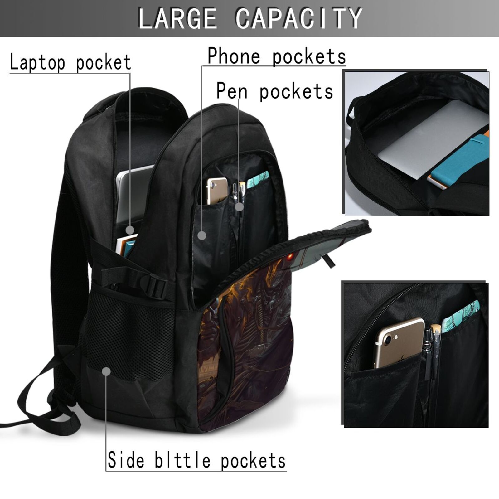 Vsdgher Cool Skull Western Cowboy Print Travel Laptop Backpack, Laptops Backpack with USB Charging Port, Water Resistant Computer Bag Gift for Men & Women