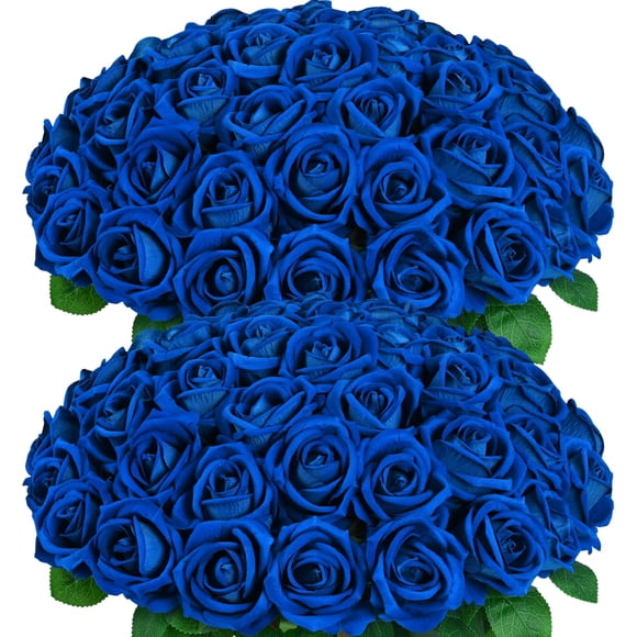 Flores artificiales BLEUM CADE Rosas azules x50 con tallos largos