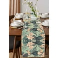 thumbnail image 4 of Summer Parrot Table Runner 72 Inches, Tropical Bloom Pink Flower Palm Leaf Bed Runner Dresser Scarves Tabletop for Indoor Outdoor Parties/Ceremony/Banquet, 13" x 72", 4 of 8