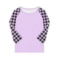 thumbnail image 6 of Ltctricy T Shirts for Girls 3/4 Sleeve Crew Neck Color Block Plaid Tunic Tops Soft Casual Tee Blouses 4-15 Years(Purple,7-8 Years), 6 of 7