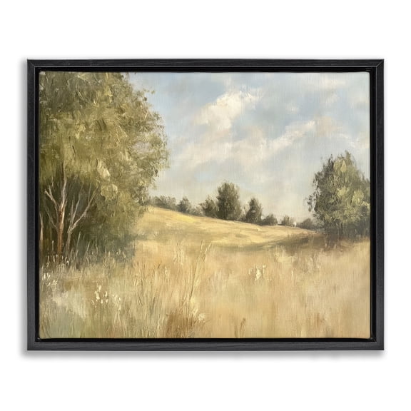 Stupell Industries Classic Country Field Landscape & Nature Painting Black Floater Framed Canvas Art Print Wall Art, 21 x 17