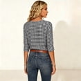 thumbnail image 5 of VBVC Women's Gingham 3/4 Sleeve V-Neck Top , Ladies' Lightweight Work Office Blouse , Plaid Summer Shirts For Women,Black,S-2XL, 5 of 8
