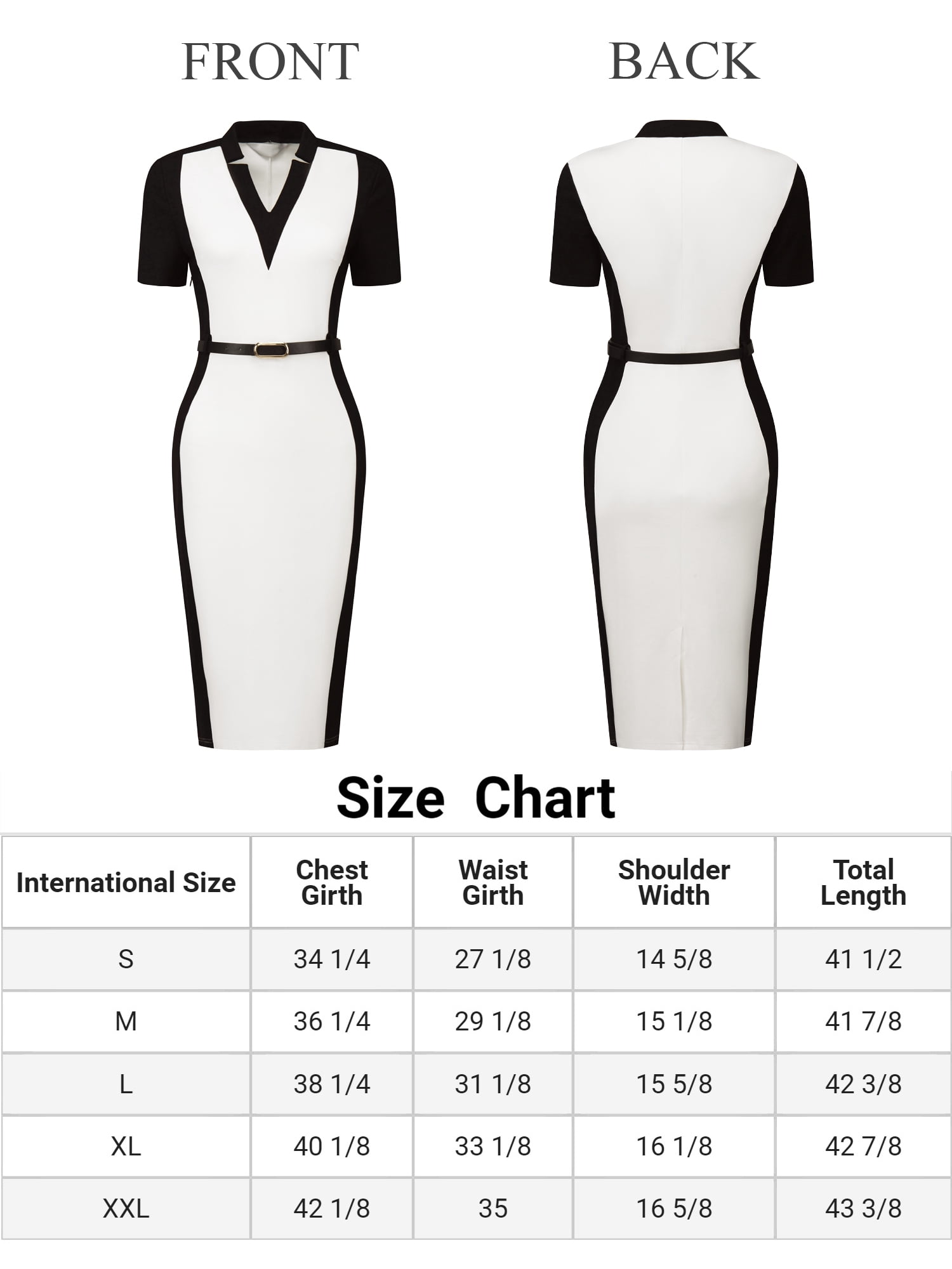 DARING DIVA Sheath Dress Contrast Color Office Pencil Dresses S White S White Black
