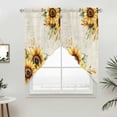 thumbnail image 5 of Sunflower Kitchen Window Curtains, Swag Curtains Valance for Bedroom Living Room Bathroom, Yellow Spring Summer Floral Farmhouse Rod Pocket Window Treatment Curtain Block Drapes 2 Panels 36"x36", 5 of 9