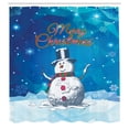thumbnail image 2 of Ambesonne Snowman Shower Curtain, Funny Happy Snowy Character, 69"Wx75"L, Azure Blue and Dark Pink, 2 of 4