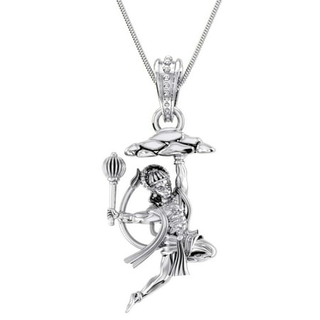 Sterling Silver (92.5% purity) God Hanuman Pendant for Men & Women Pure Silver Lord Bajrang Bali Locket for Good Health & Wealth INCLUDING Silver Chain