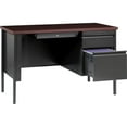 thumbnail image 4 of Lorell Fortress Series Mahogany Laminate Top Desk 45.5" x 24" x 29.5" , 1.1" Top - Box Drawer(s), File Drawer(s) - Single Pedestal on Right Side - Square Edge - Material: Steel Frame - Finish: Charcoa, 4 of 8