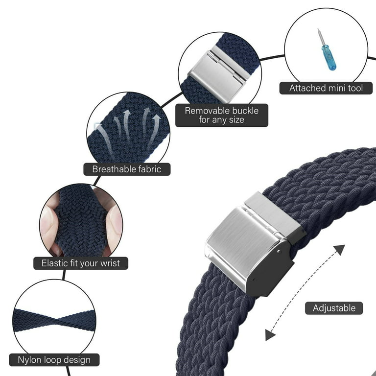 Merlion Adjustable Braided Stretchy Straps Compatible for Apple Watch  Band 38mm 40mm 41mm 42mm 44mm 45mm 49mm for Women Men ,Sport Elastic Nylon  Cloth Wristbands for iWatch Series 9 Ultra 8