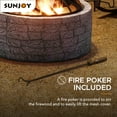 thumbnail image 3 of Sunjoy Stone Fire Pit 26 Inch, Outdoor Round Wood Burning Fire Pits with Spark Screen and Poker  Grey, 3 of 8