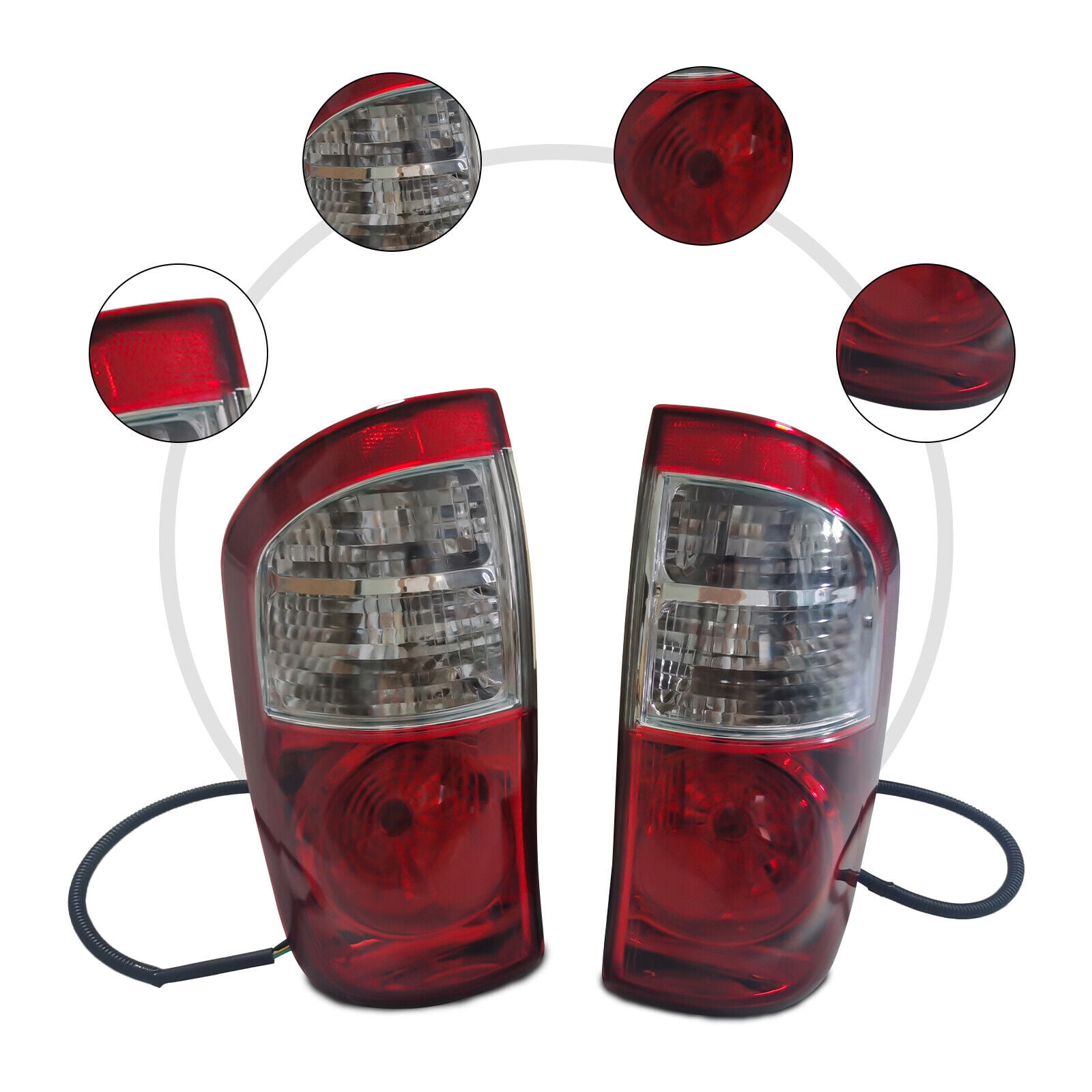 Driver and Passenger Taillights Tail Lamps with Clear-Red Lens Replacement for Toyota Pickup Truck 815600C060 815500C060 