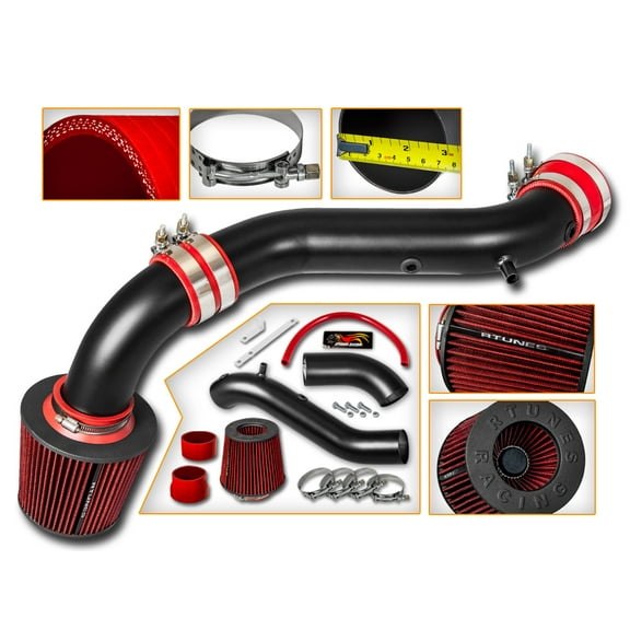 RTUNES RACING BLACK PIPE COLD AIR INTAKE   FILTER Compatible For 04-09 Dodge Durango 3.7L V6 / 4.7L/5.7L V8