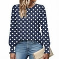thumbnail image 6 of Miluxas Womens Casual Long Sleeve T-Shirts Round Neck Polka Dot Print Tops Trendy Loose Fit Blouses Navy XL(XL), 6 of 6