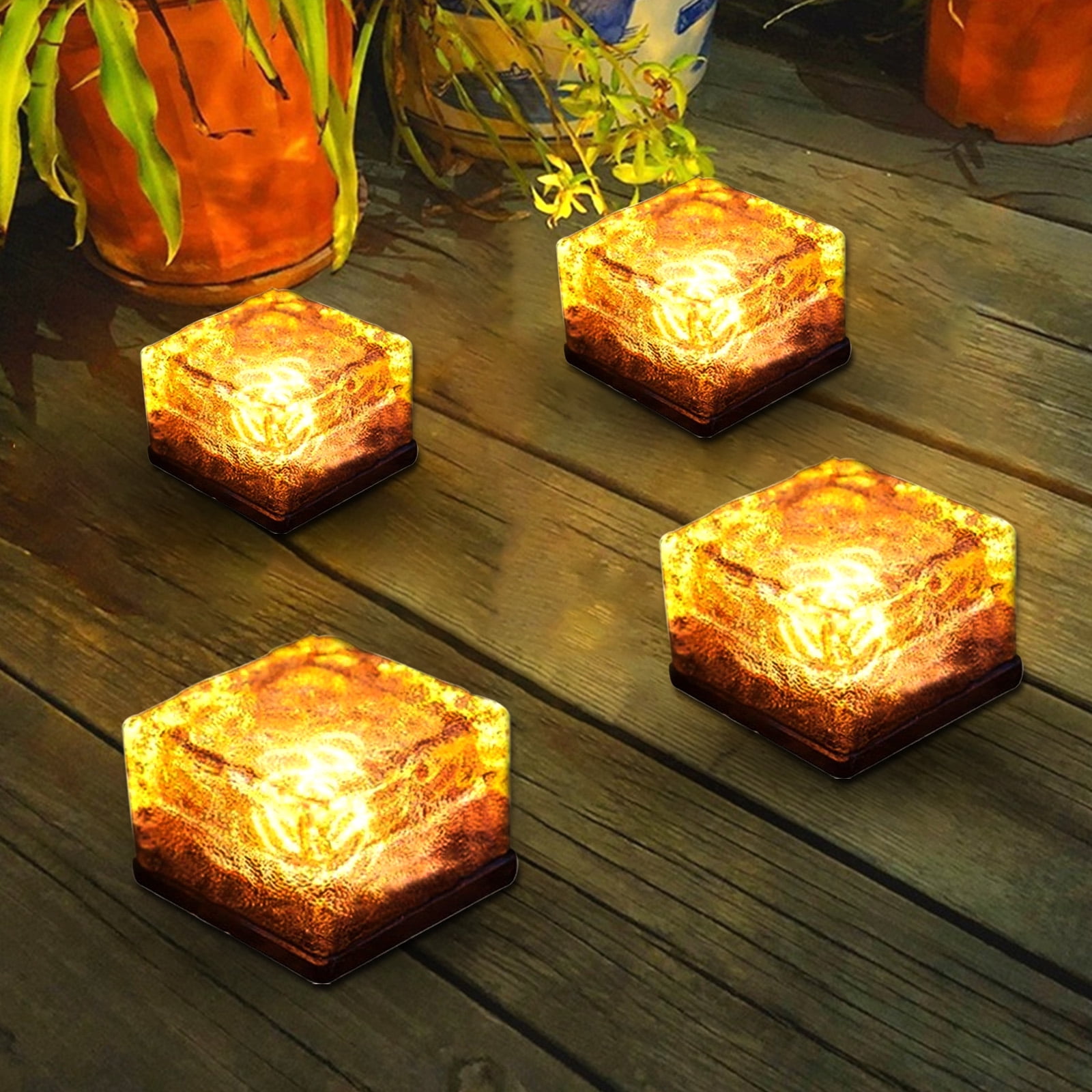 Details about   4X Solar Ice Cube Brick Decking Lights Glass Rock Path Garden LED Lamp White 