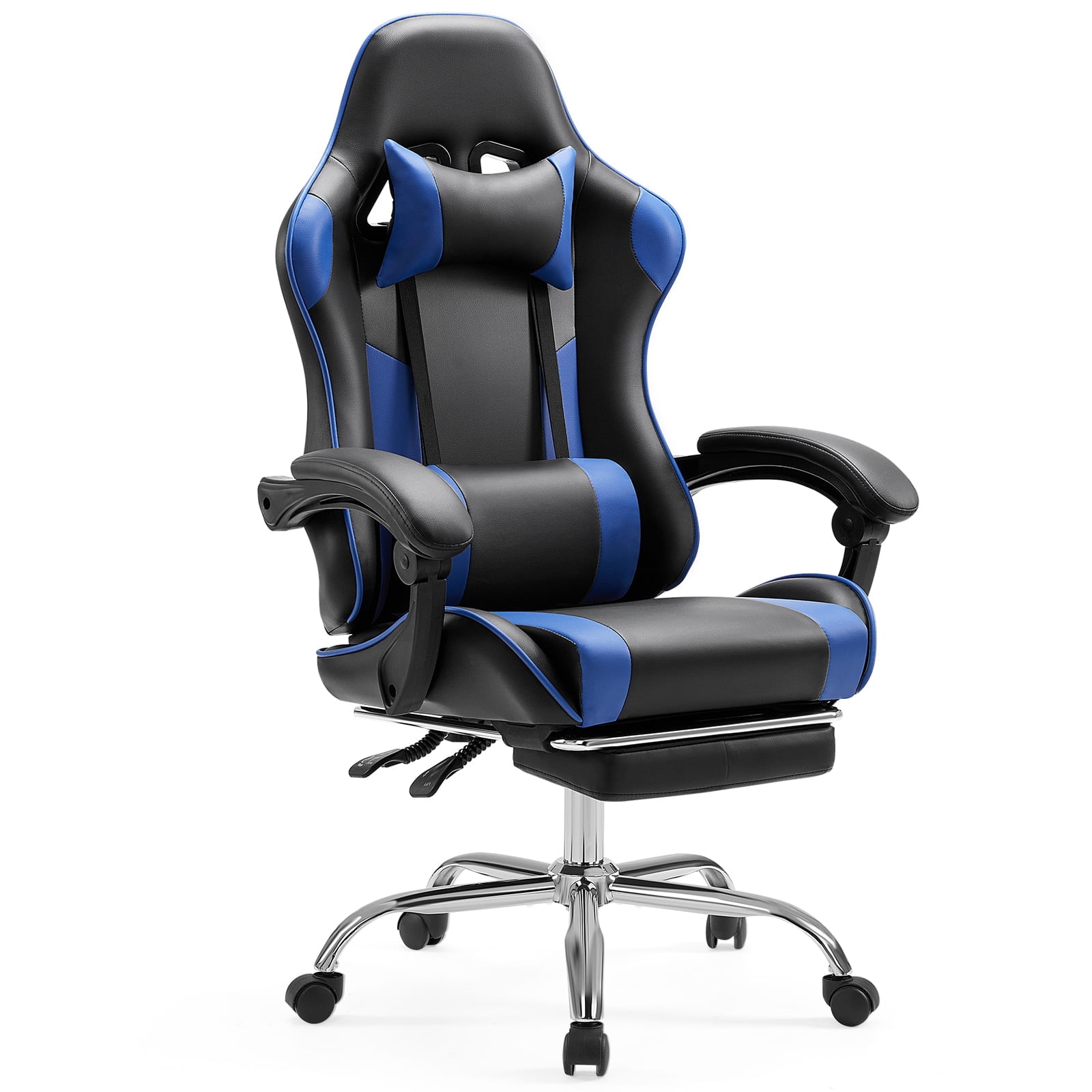 MCQ Gaming Chair with Headrest and Lumbar Pillow, Ergonomic Blue