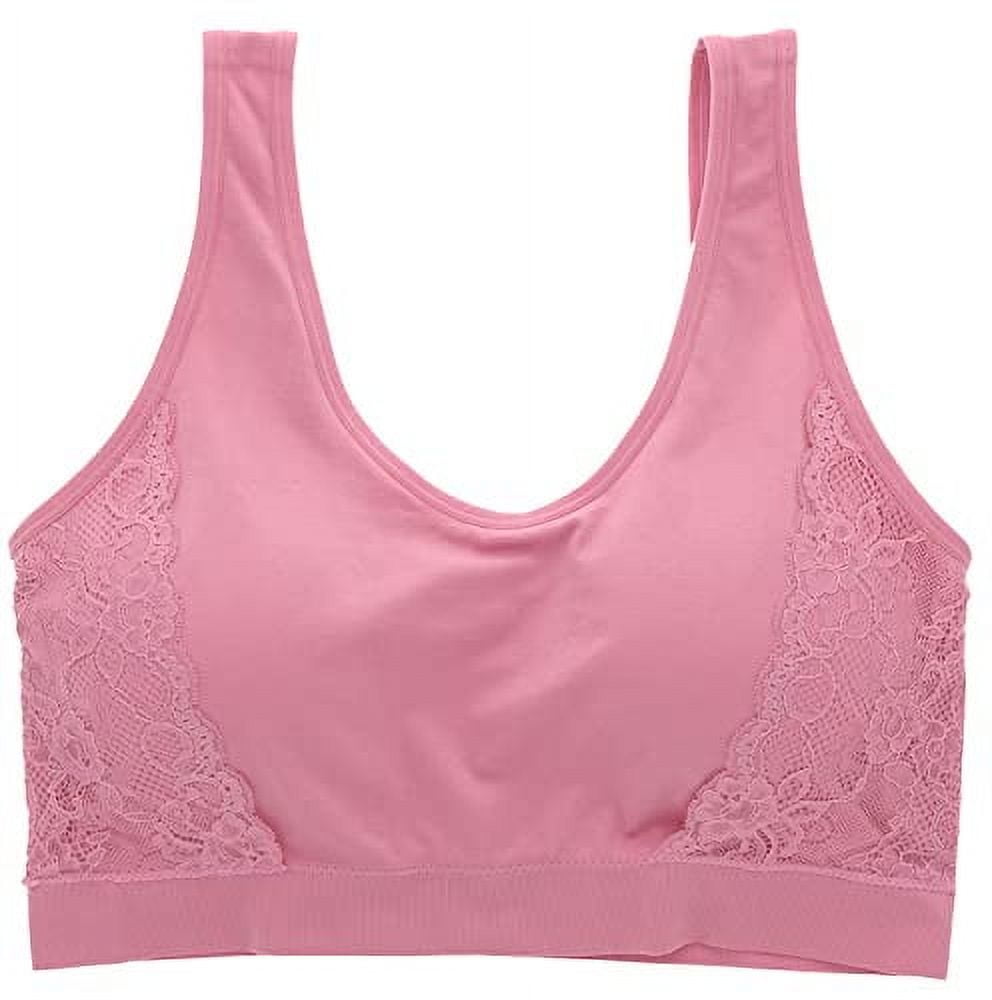 Delta Burke Intimates Women's Plus Size Seamless Comfort Band Lacey Detail Bra 2 Piece Set - Rose and Navy Blue - 2X-Large
