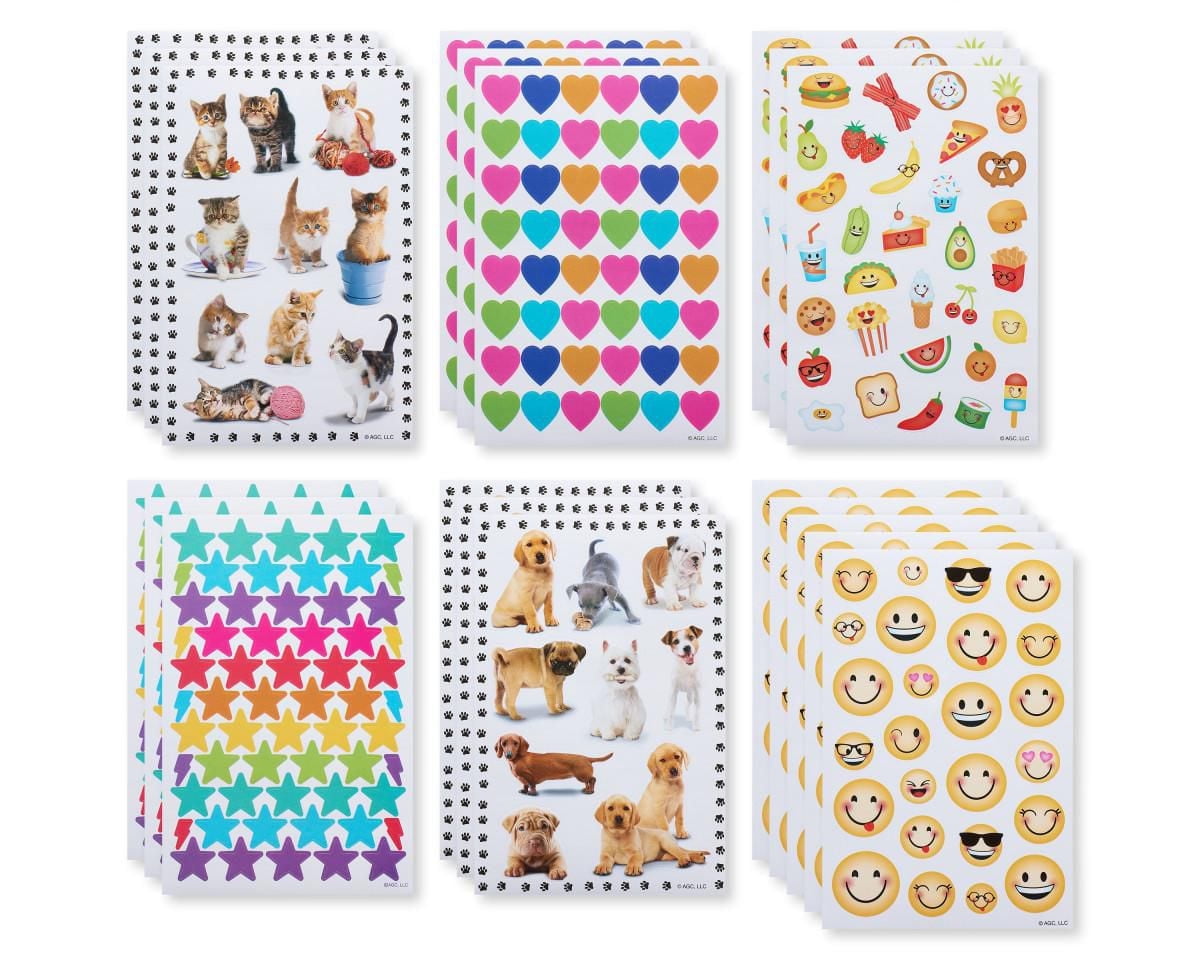 American Greetings Stickers for Kids, Assorted Shapes, Animals and Smiley Faces (599 Stickers)