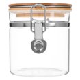 thumbnail image 1 of Glass Food Storage Jar with Airtight Bamboo Lid 550ml Clear Tea Storage Container Cookie Candy Jar Salt Spice Jar for Pantry Organization for Flour Rice Nuts Coffee Beans, 1 of 8