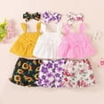 thumbnail image 5 of CAUYDY Toddler Girl Summer Outfit Floral Print Sleeveless Crew Neck Vest Tops Lace Trim Shorts Newborn Baby Clothes 1-4T (Sizes 3-6 Months,D01-Yellow), 5 of 9