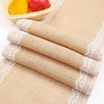 thumbnail image 5 of LABSERRON Jute Linen Lace Table Cloth 1Set Rectangular Light Brown for Wedding Table Decor Party Decoration Home Decor, 5 of 8