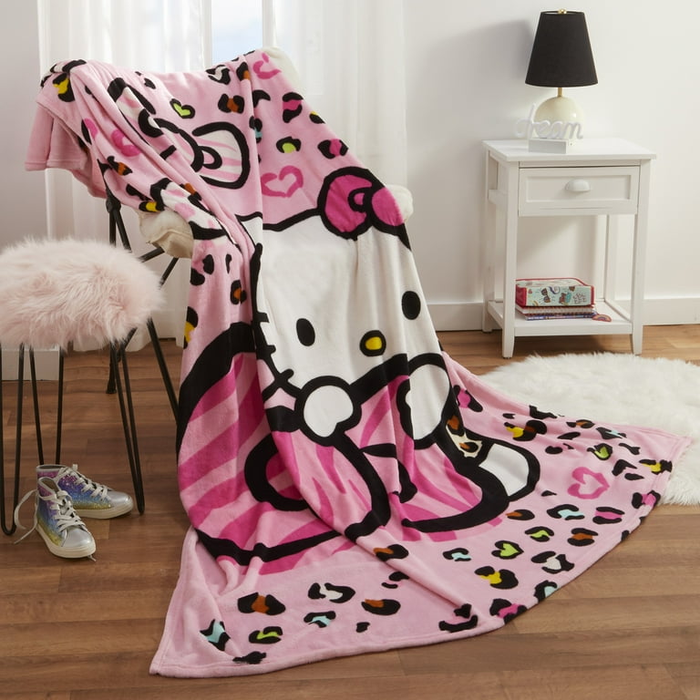 Northwest Hello Kitty Blanket Cartoon Painting (45X 60), Hello Kitty  Bedroom Decor Bundle with Stickers and More for Kids Toddlers Children, Hello Kitty Plush Blanket