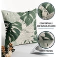 thumbnail image 5 of Tropical Pillow Covers 18x18 Set of 2 Green Leaves Monstera Leaf Decorative Throw Pillows Summer Hawaii Style Outdoor Pillowcases Linen Cushion Case Decor for Home Couch Sofa Bed, 5 of 6