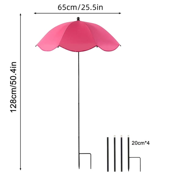 Qiweii Large Garden Parasol with Plant Stake，Outdoor Sun Rain Protection Umbrella，Potted Plant Shade Shelter
