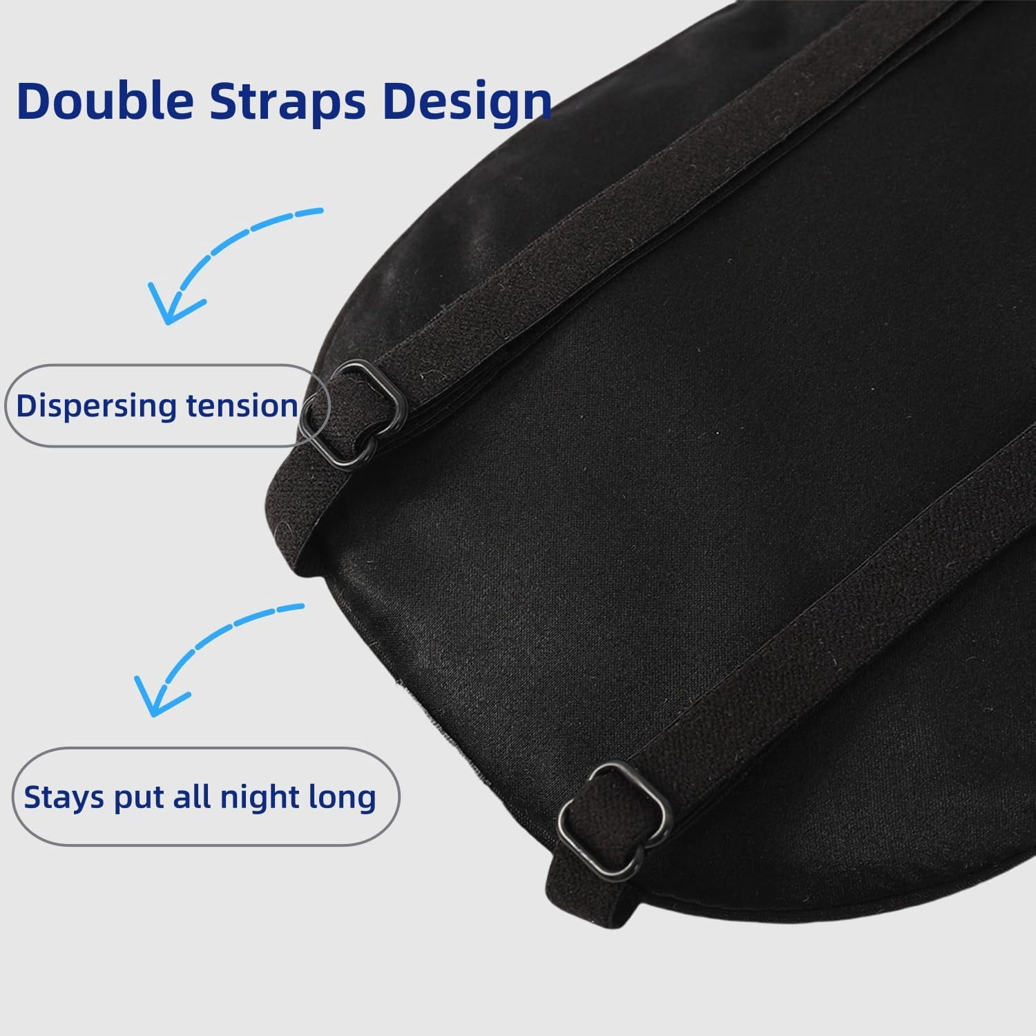 Mulberry Silk Sleep Mask with 2 Adjustable Straps, Black Light Blocking Eye Cover