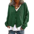 thumbnail image 1 of Pull Femme Tricoté Décontracté Col en V Cardigan Couleur Unie, 1 of 4