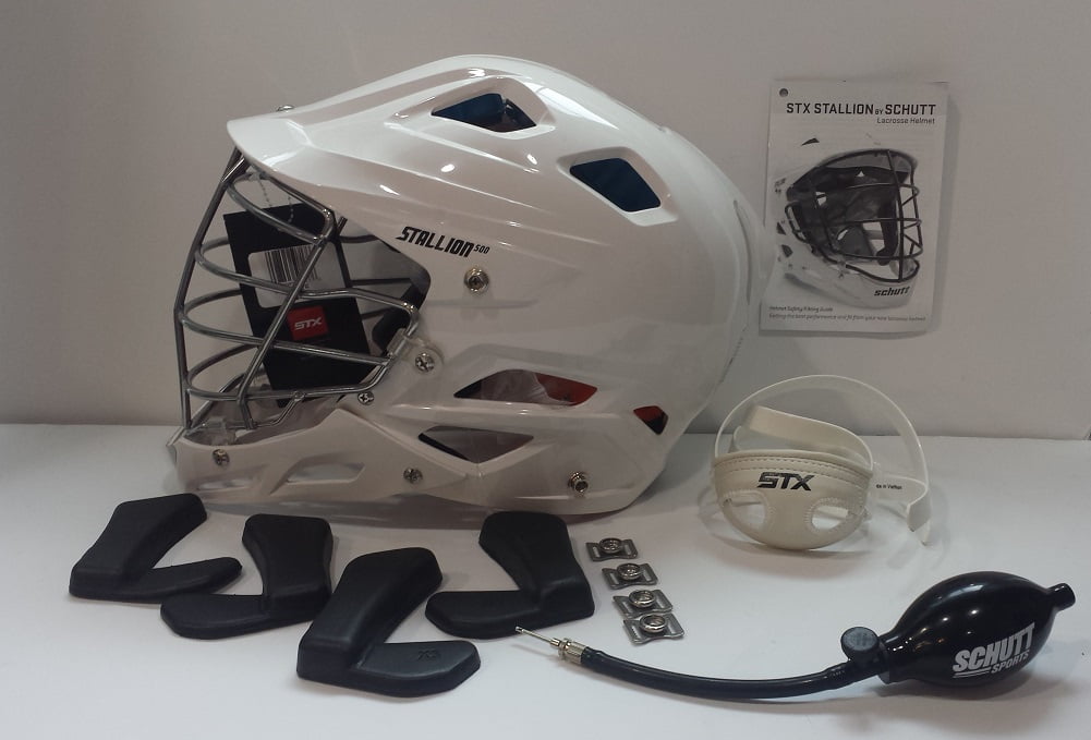 STX Lacrosse Stallion 500 Helmet White Helmet with Grey Face Mask, X-Large by