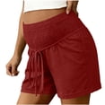 thumbnail image 5 of Costeam Womens Maternity Linen Blend Shorts Dual Side Hand Pockets Smocked High Stretch Belly Support Waist Loose Fit Breathable Casual Summer Short Bottoms, 5 of 9