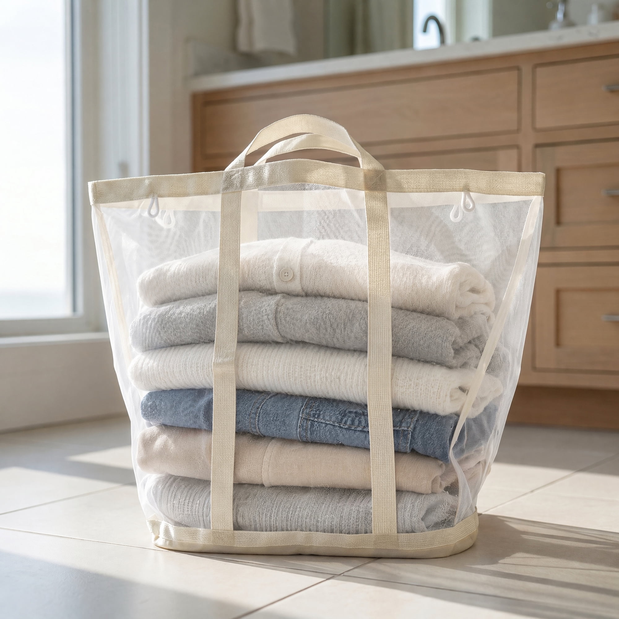 Unique Bargains Collapsible Polyester Laundry Hamper for Home and Travel Use 13.8"x8.7" Beige