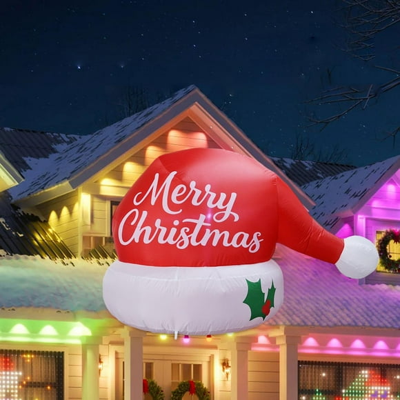 Sombrero inflable navideño para jardín, decoración infantil, lindo para exteriores, ideal para fiestas de invierno en el césped