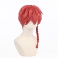 thumbnail image 2 of Peluca roja para cosplay, pelo corto con trenzas laterales, 35 cm, sintética, 2 of 3