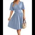 thumbnail image 2 of Vestido de Mujer de Verano 2025, Elegante Minivestido con Volantes y Escote en V Profundo, Vestidos A la Cintura Azul XXL, 2 of 10
