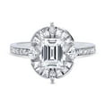 thumbnail image 2 of BERRICLE Sterling Silver Halo Step Emerald Cut Cubic Zirconia CZ Statement Vintage Inspired Art Deco Fashion Ring for Women, Rhodium Plated Size 9, 2 of 6