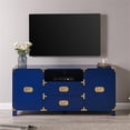thumbnail image 2 of Maklaine Modern / Contemporary 52" TV Stand in Navy and Brass, 2 of 14