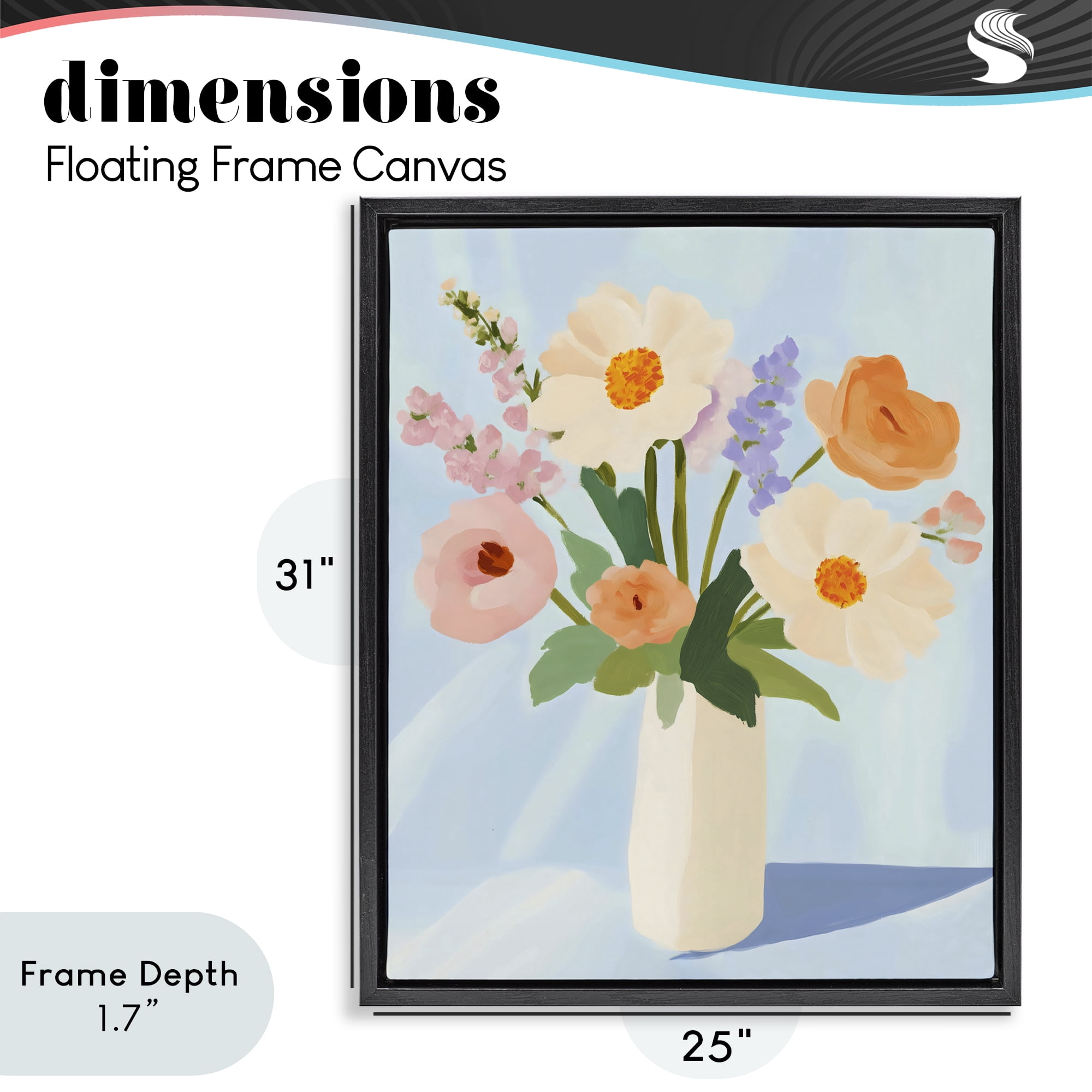 Stupell Industries Floral Bouquet in Sleek White Vase Black Framed Floater Canvas Wall Art, design by The Prints Vibe