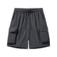thumbnail image 2 of pstuiky Pantalones cortos para hombre, Pantalones cortos casuales de moda para hombre, sólidos, con cordón, cintura elástica y múltiples bolsillos Pantalones cortos para correr para hombre, 2 of 3