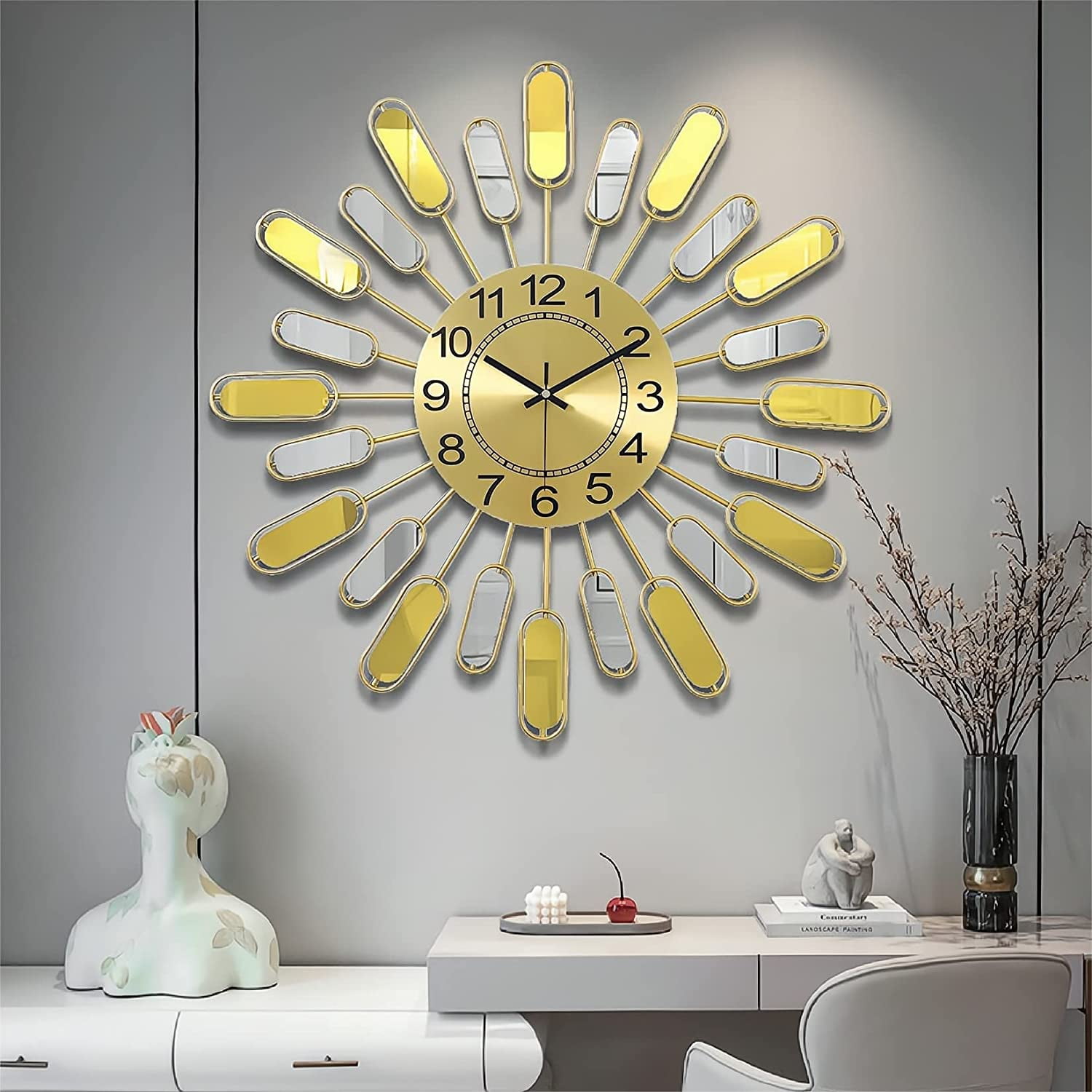 HOTE DAYDAYART Modern Large Wall Clock Decorative Metal Mid Century