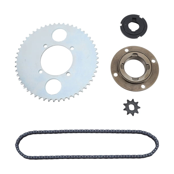 Kit de piñón de cadena T8F Cadena de transmisión de 116 eslabones de acero con rueda libre sin dientes Conector de plato 54T Juego de giro de piñón 9T para scooter de bicicleta DIY