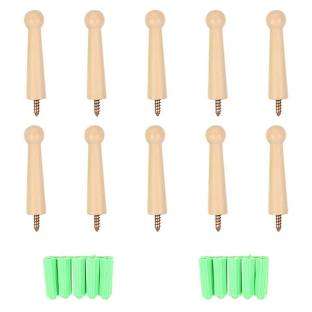 

10Pcs DIY Natural Wooden Coat Hooks Wall Mounted Vintage Organizer Hangers