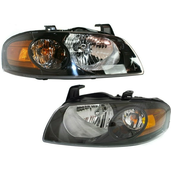 Headlight Set For 2004-2006 Nissan Sentra Sedan Left and Right Black Housing 2Pc