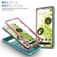 thumbnail image 6 of Allytech Cover Case for Google Pixel 6 with Slide Camera Cover, Hard PC Back & Soft TPU Bumper Drop Proof Lens Protection Ring Holder Kickstand Rugged Case for Google Pixel 6 5G 6.4" 2021,Pink + Green, 6 of 11