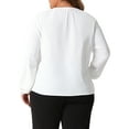 thumbnail image 4 of DARING DIVA Women's Plus Crew Neck Pleated Chiffon Blouse 1X White, 4 of 6